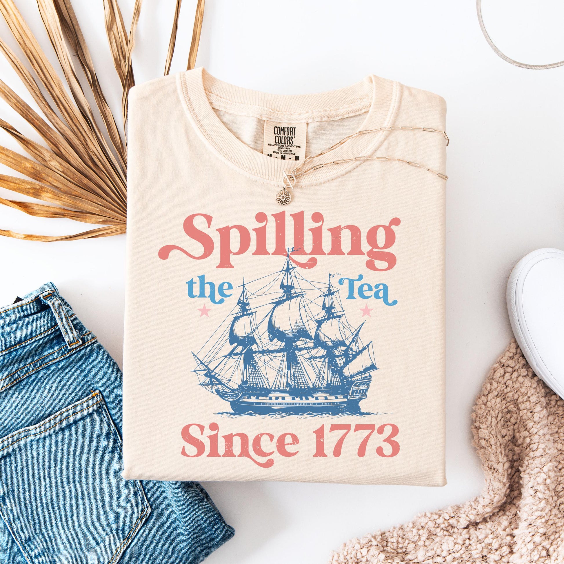Comfort Colors Spilling Tea Since 1773 Spilling Tea Usa Patriotic Tee 4th July Party Usa Celebration (3)