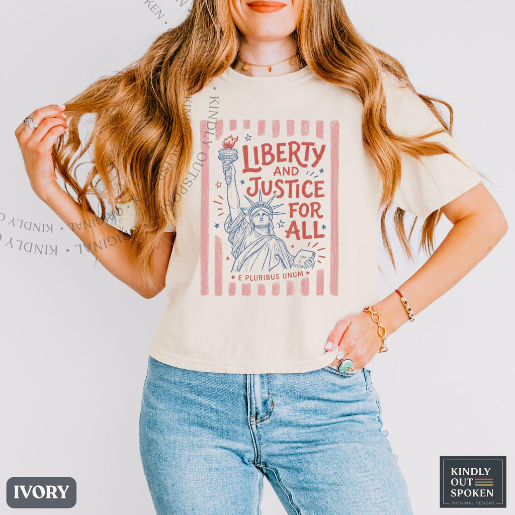 Liberty Justice Ll Comfort Colors Liberal Fourth July Tee Social Justice Human Rights Usa 250 (3)