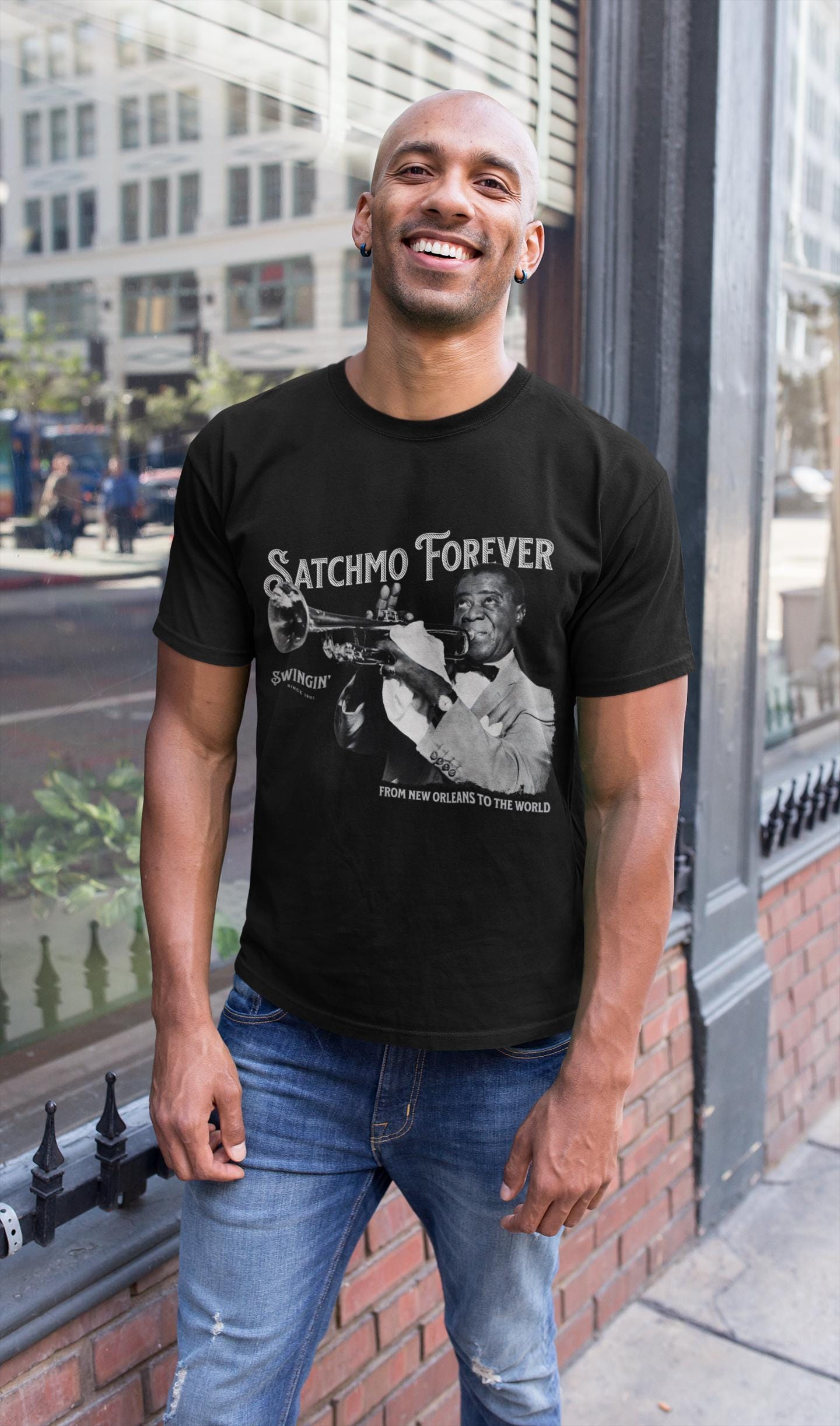 Satchmo Louis Armstrong Tribute Jazz Lover Vintage Swing Music Musician Black (3)