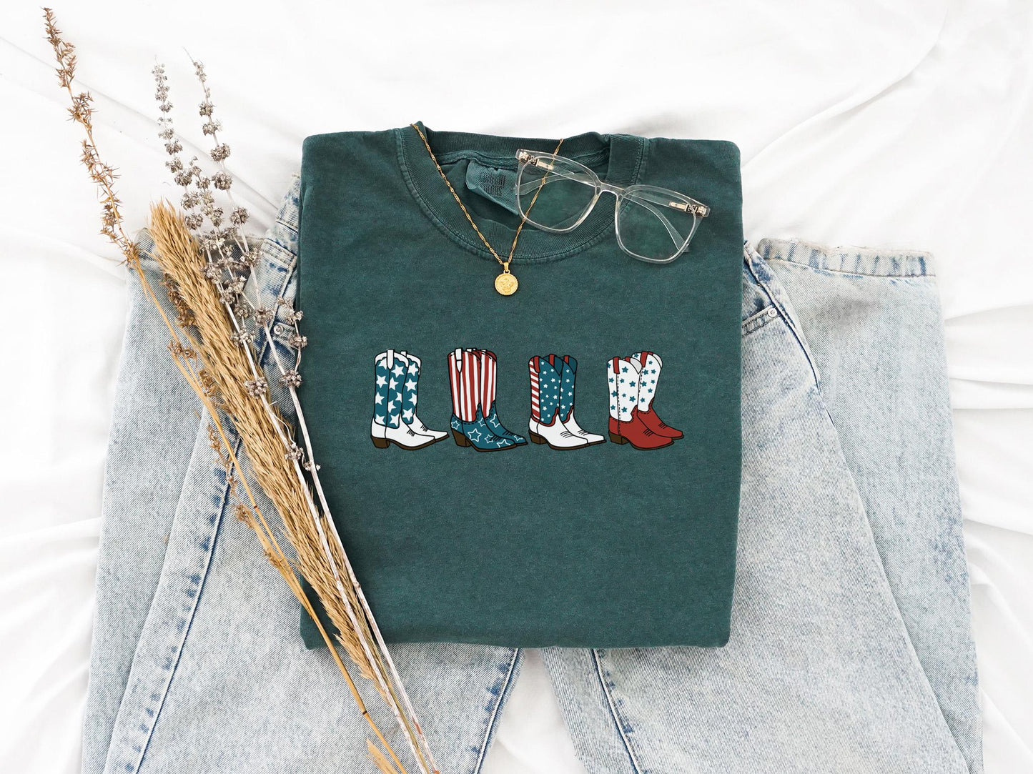 Comfort Colors Fourth July Cowgirl 4th July Cowboy Boots America Usa Patriotic (3)