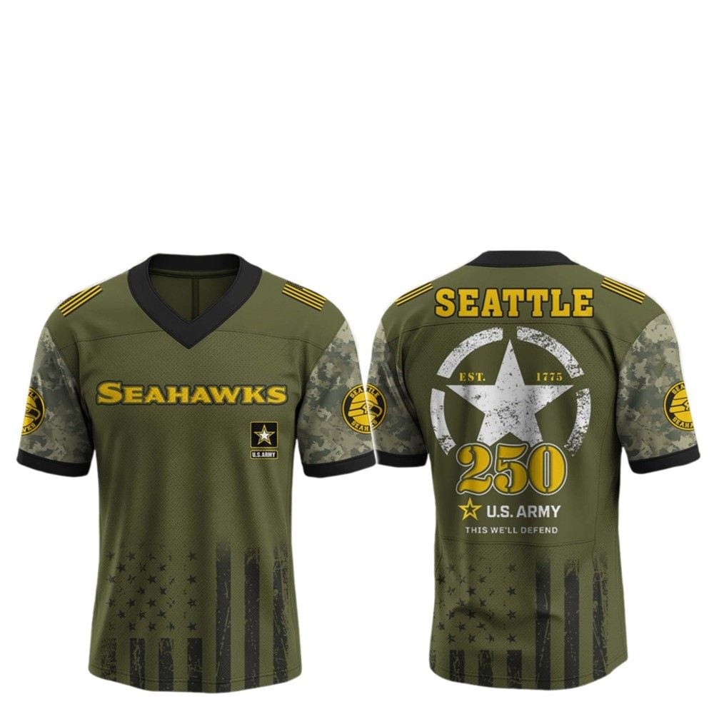 2025 Seahawks 250th Anniversary US Army Jersey - Grishko.com