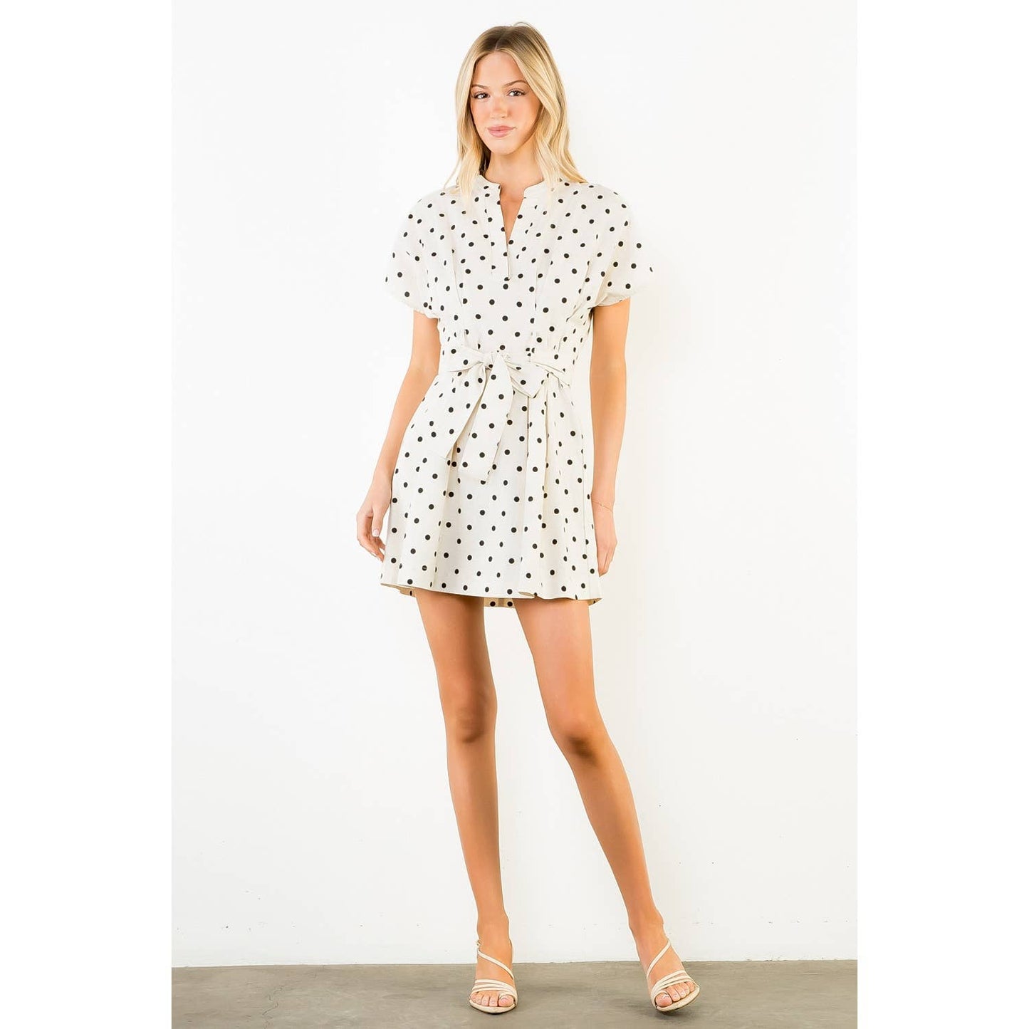Short Sleeve Polka Dot Dress