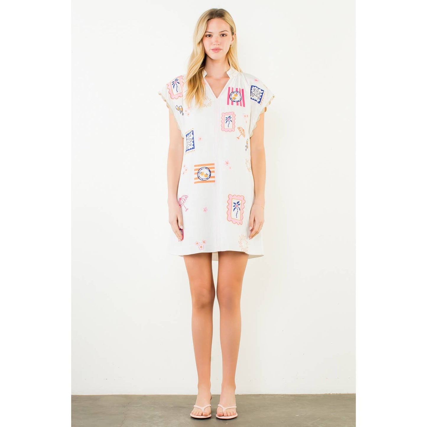 Short Sleeve Embroidery Detail Dress