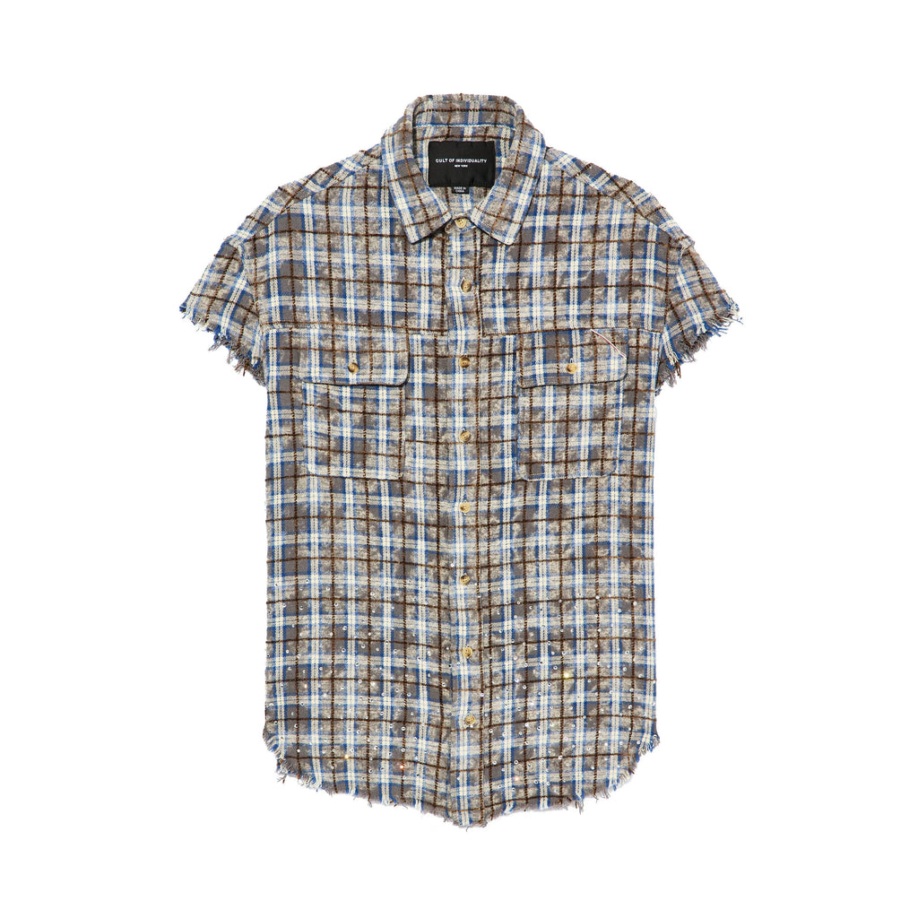 Cult's Sleeveless Woven Shirt in Sky Blue