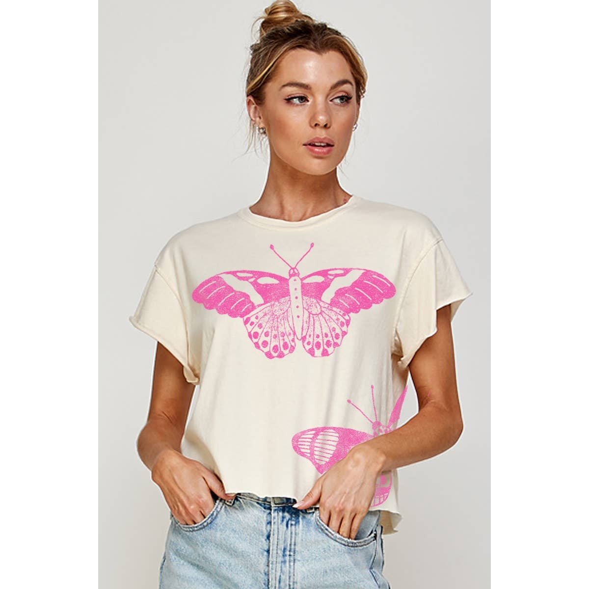 Butterfly Dropped  Vintage Graphic Crop Top