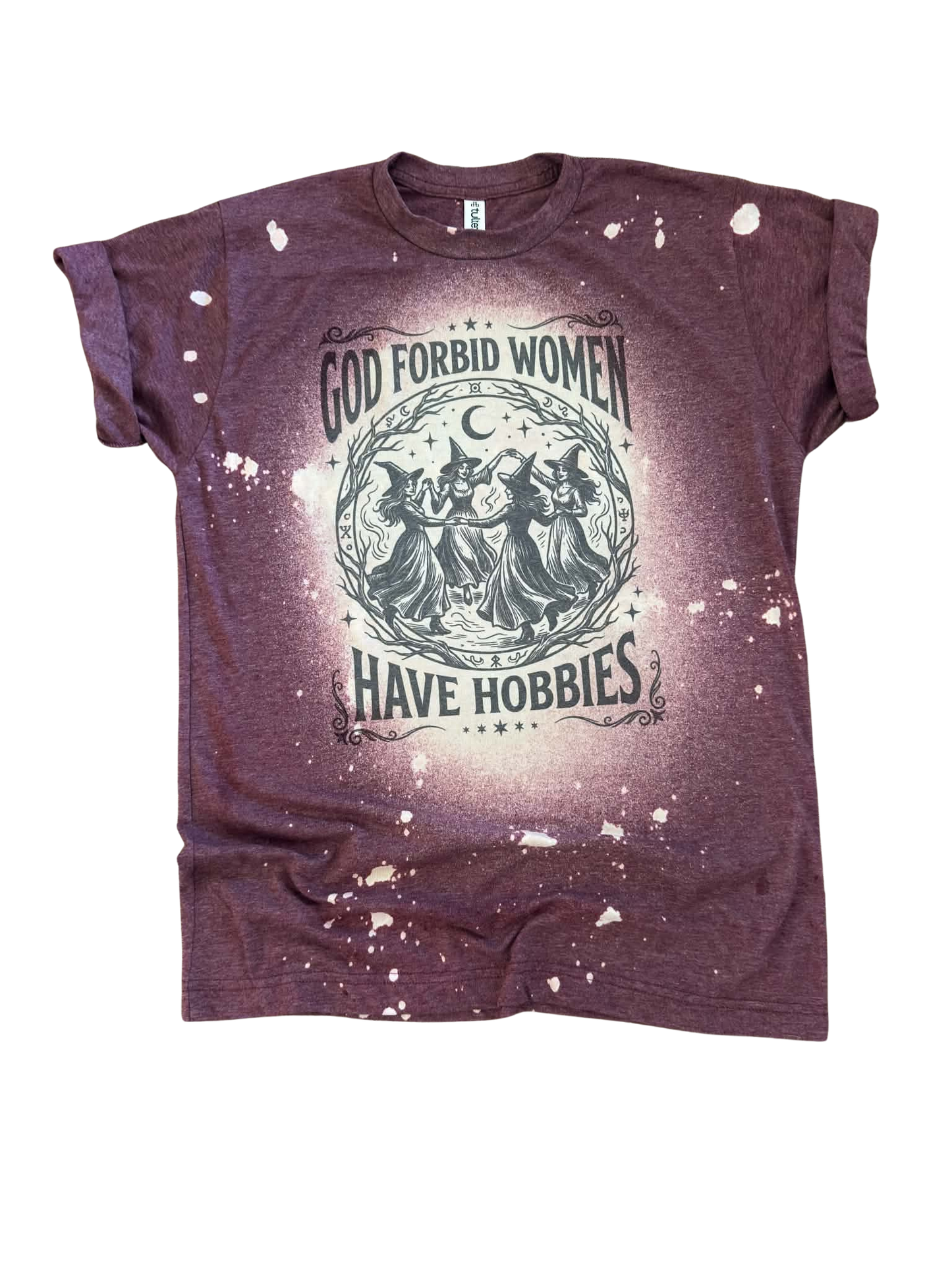 God Forbid Women Have Hobbies Witch Graphic Tee, Maroon