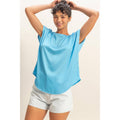Satin Dolman Sleeve Round Neck Blouse