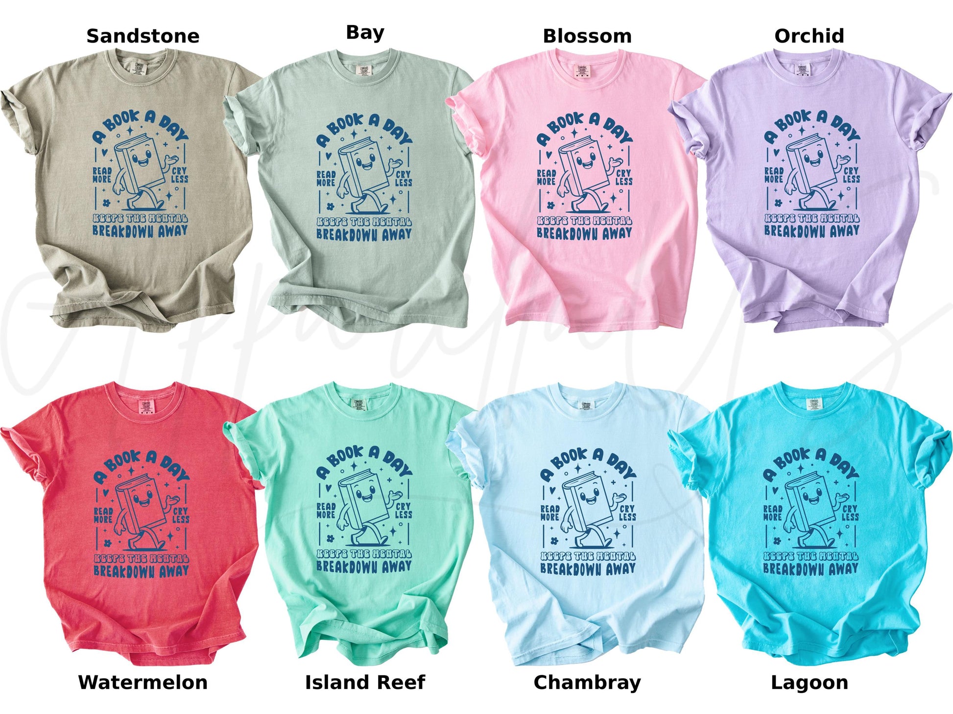 Comfort Colors Book Day Keeps Mental Breakdown Away Book Lovers Reading Tee Librarian Romance Reader Tee (4)