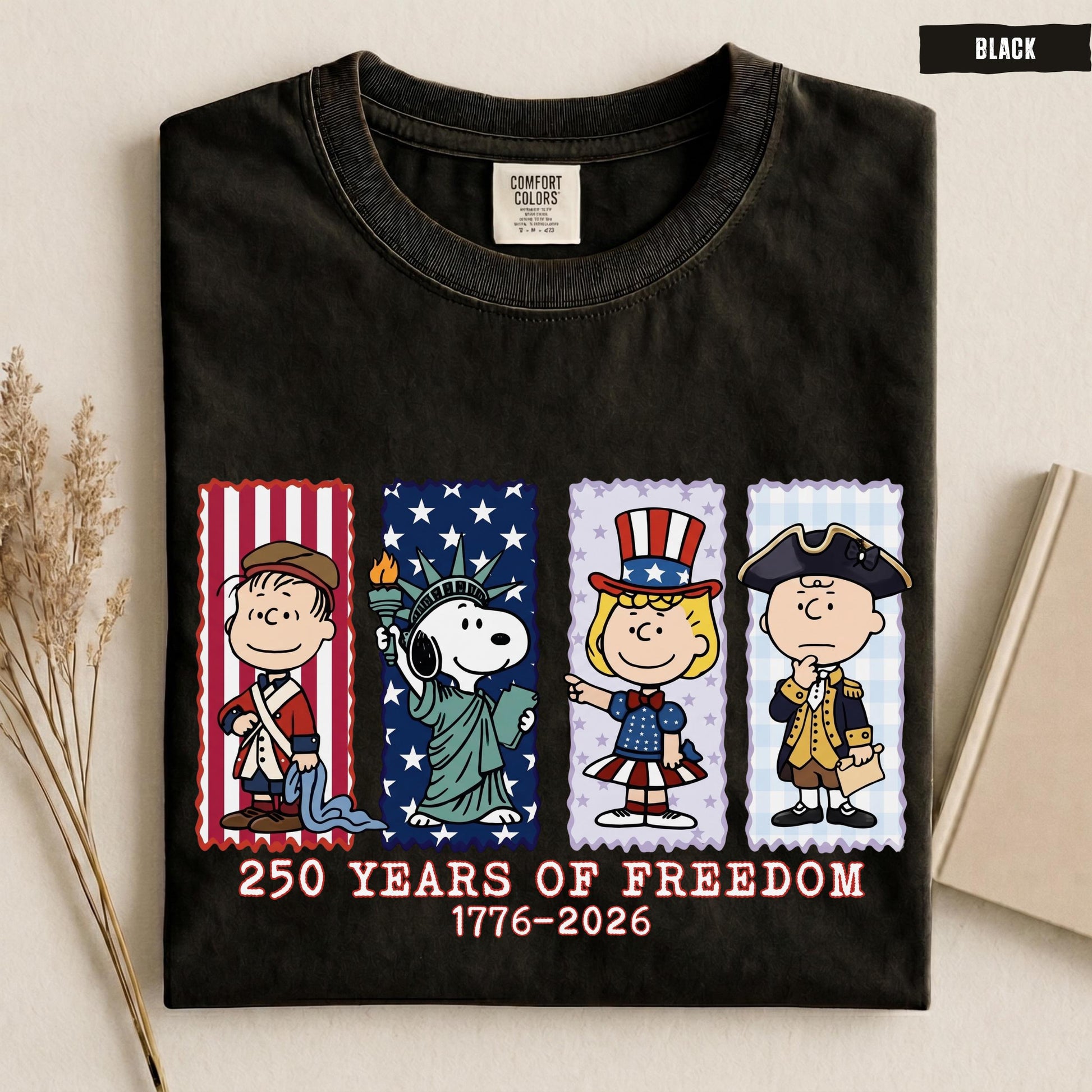Comfort Colors America 250th Anniversary Patriotic Snoopy Tee Retro American Patriotic Fourth July (4)