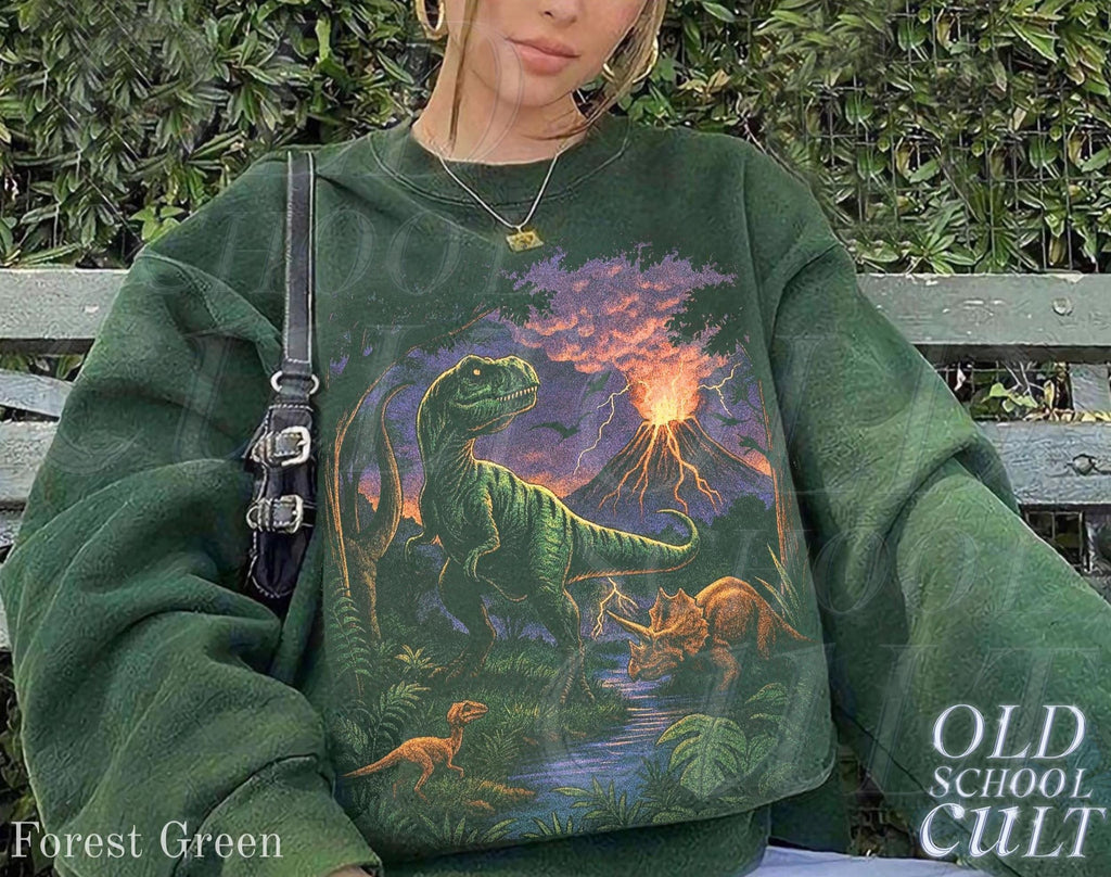 Vintage Jurassic Dinosaur 90s Retro T-Rex Triceratops 90s Prehistoric Dino Nostalgia Nature (4)