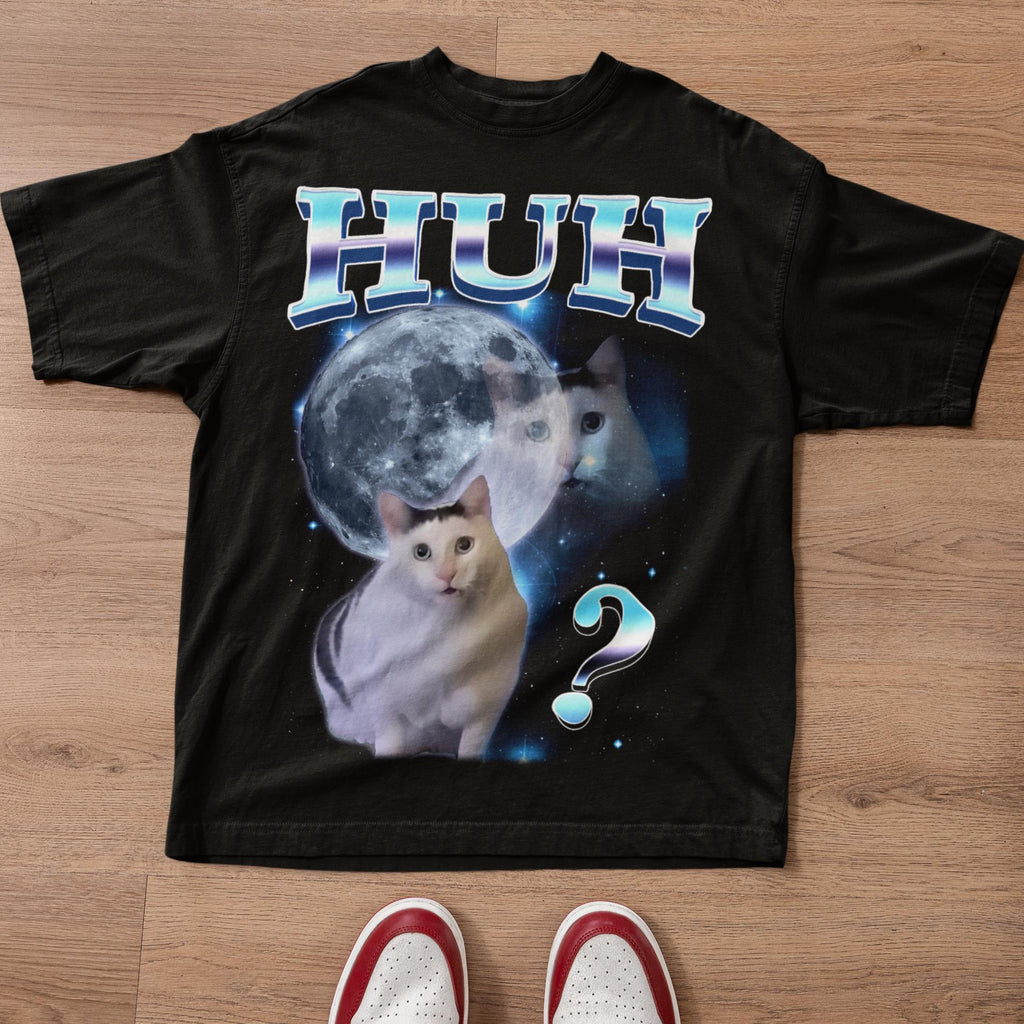 Huh Dank Cat Meme Tee Woman Man Ugly Unhinged Goofy Ahh Cats Clothes Comfort Colors Tee (4)