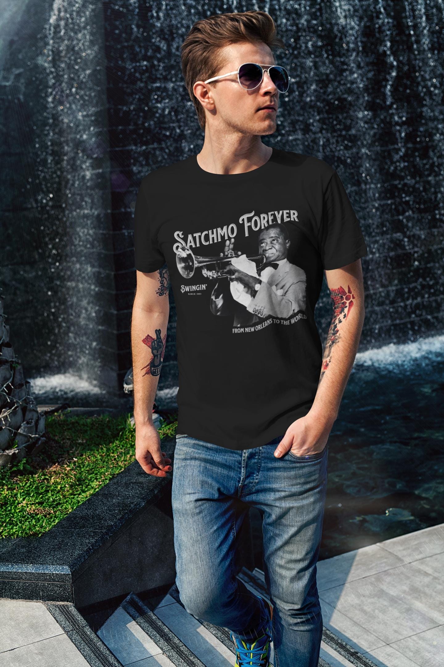 Satchmo Louis Armstrong Tribute Jazz Lover Vintage Swing Music Musician Black (4)