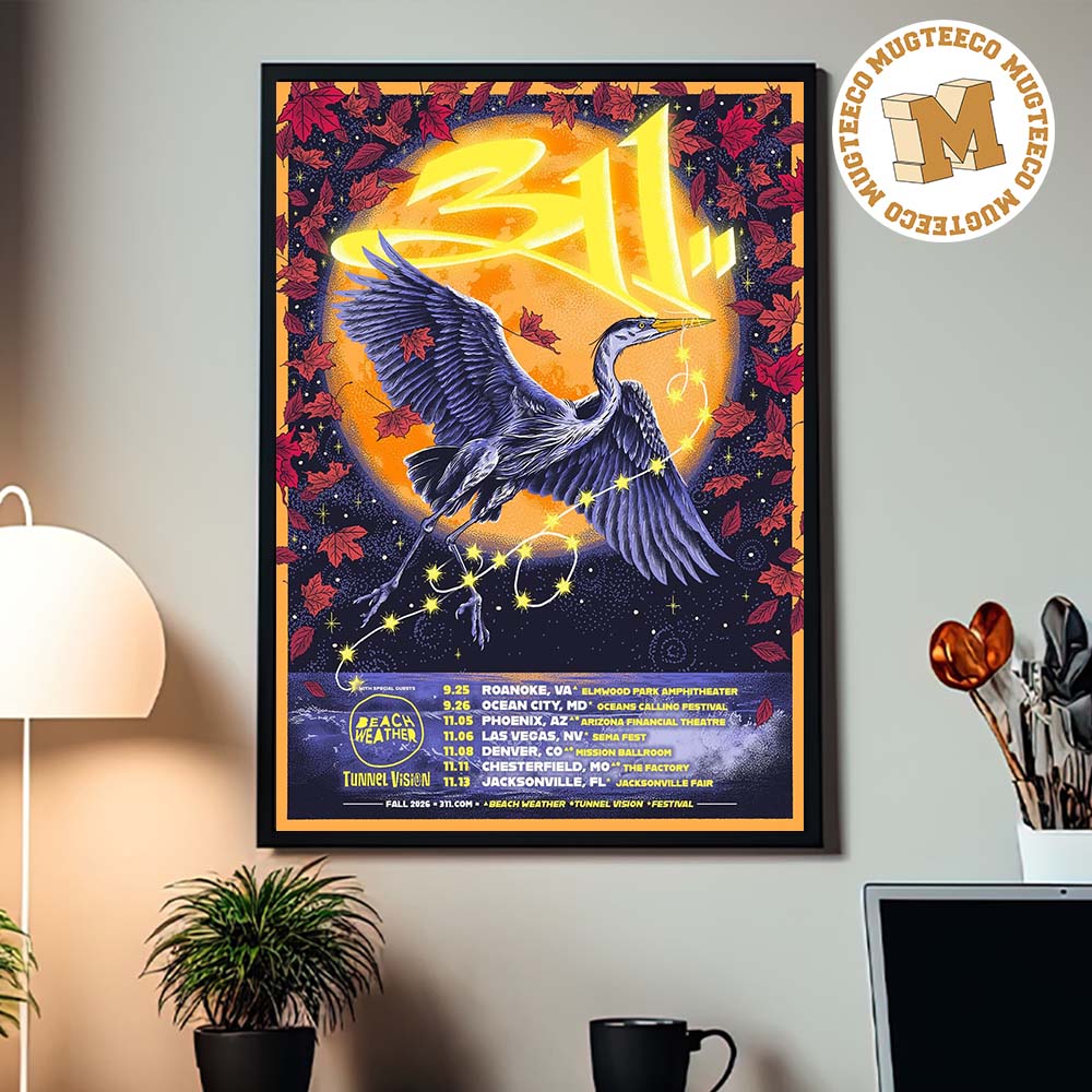 311 Band Beach Weather Tunnel Vision Festival Fall Tour 2026 Homde Decor Poster Canvas
