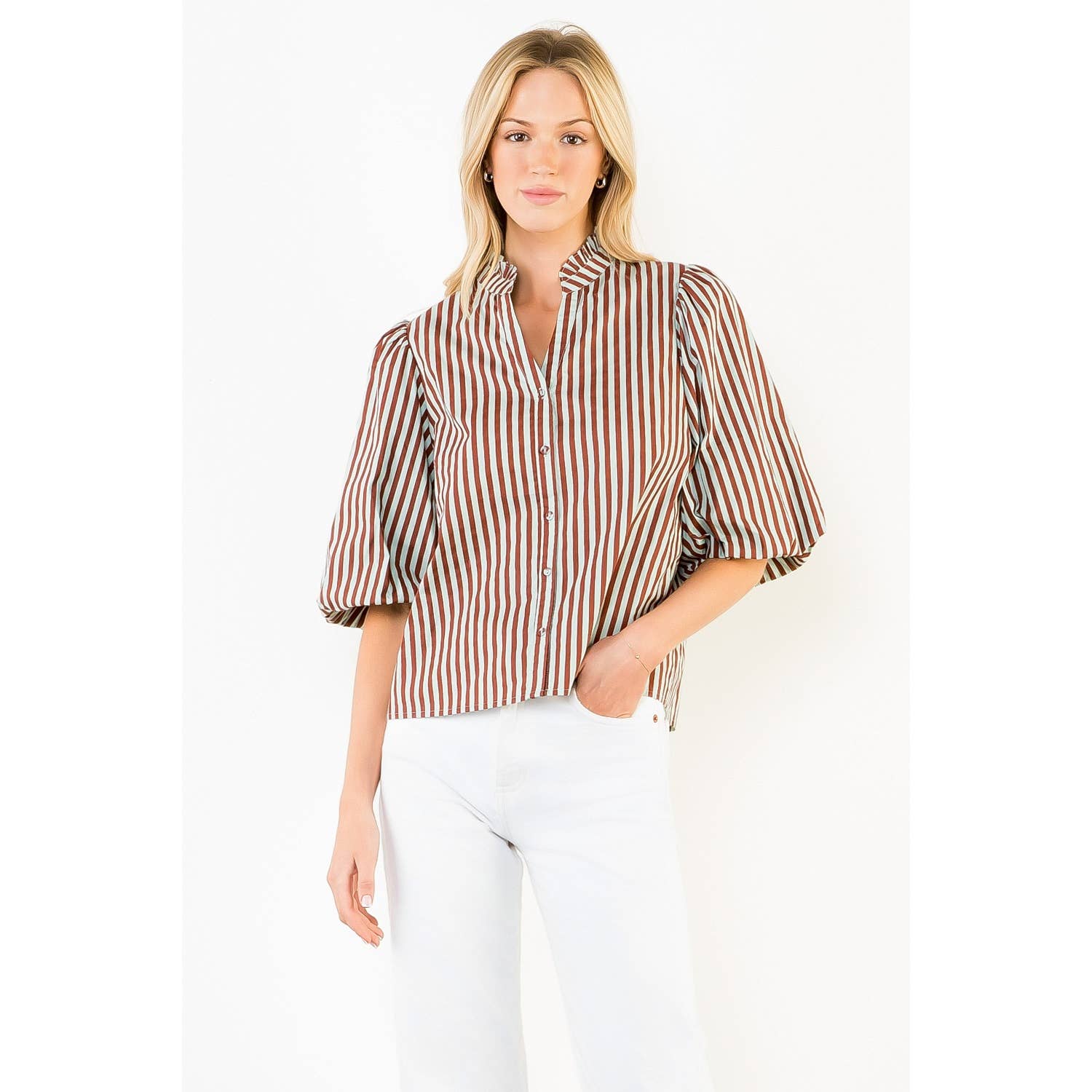 Stripe Button Down Top