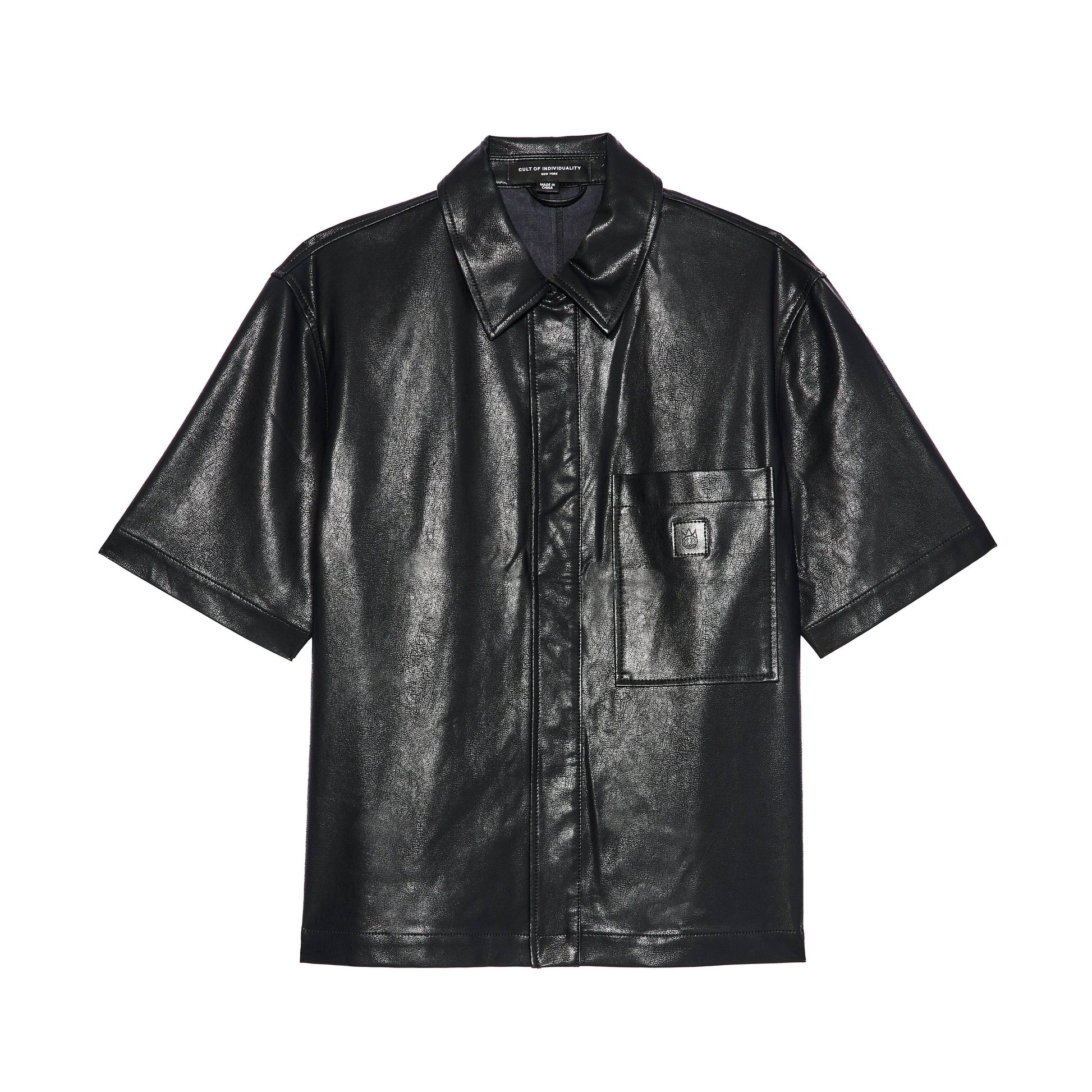 Cult's Oversized Leather Shirt in Black