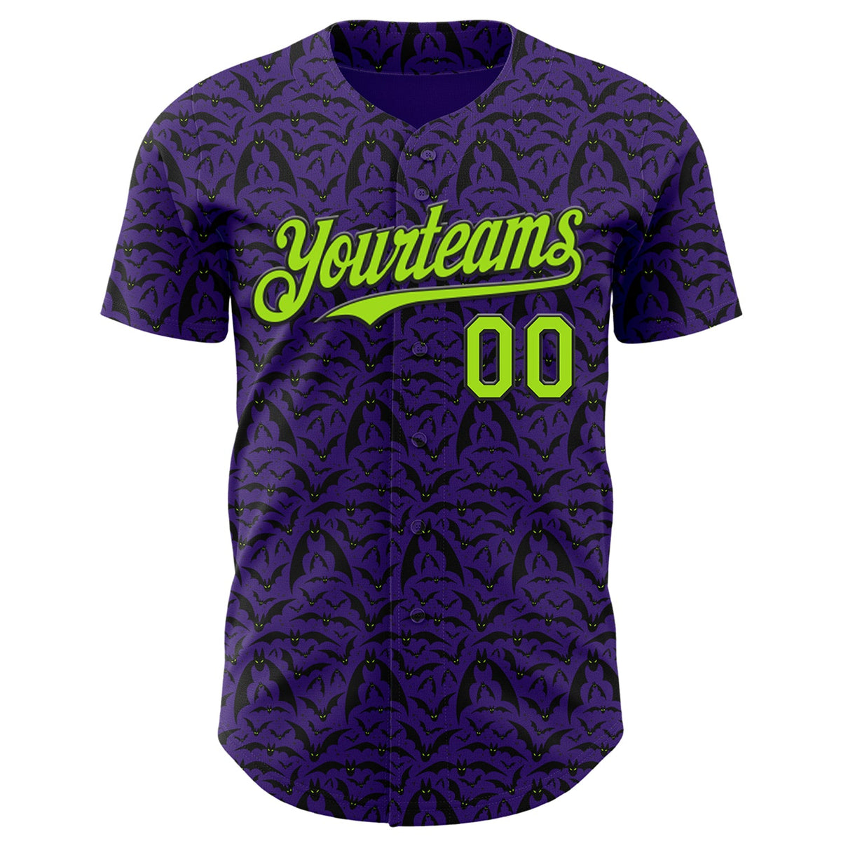 Custom Purple Neon Green-Black 3D Halloween Bat Party Costume Ideas Authentic Baseball Jersey