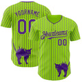 Custom Neon Green Purple Pinstripe Purple 3D Halloween Scary Party Costume Ideas Authentic Baseball Jersey