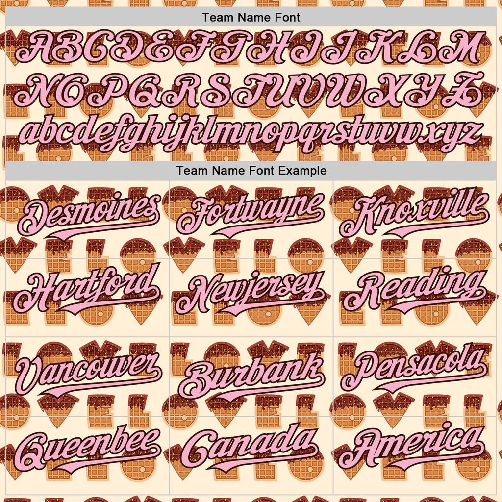 Custom Cream Light Pink-Brown Valentine's Day Love Heart Authentic Baseball Jersey
