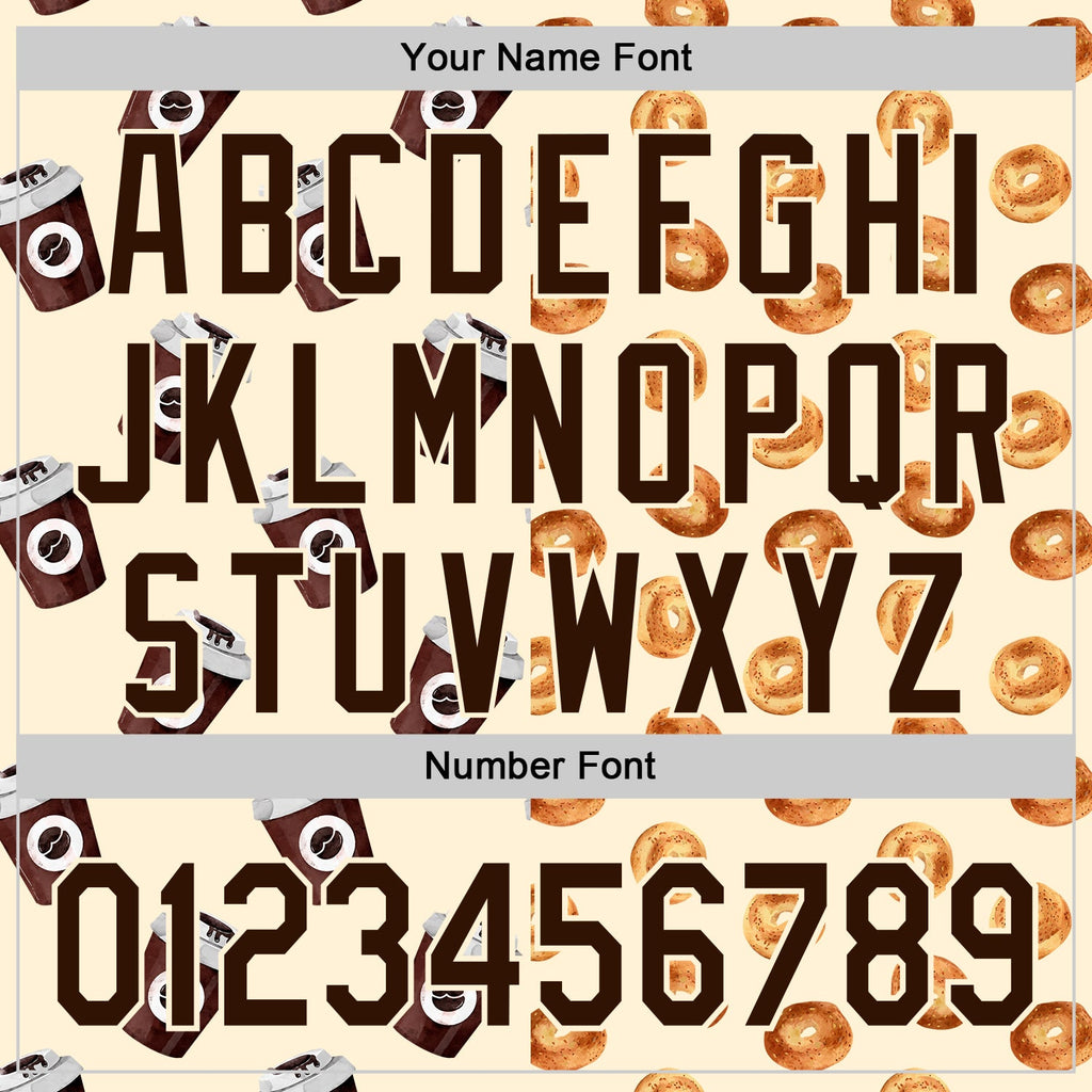 Custom Cream Brown Valentine's Day Bagel Meets Coffee Authentic Baseball Jersey