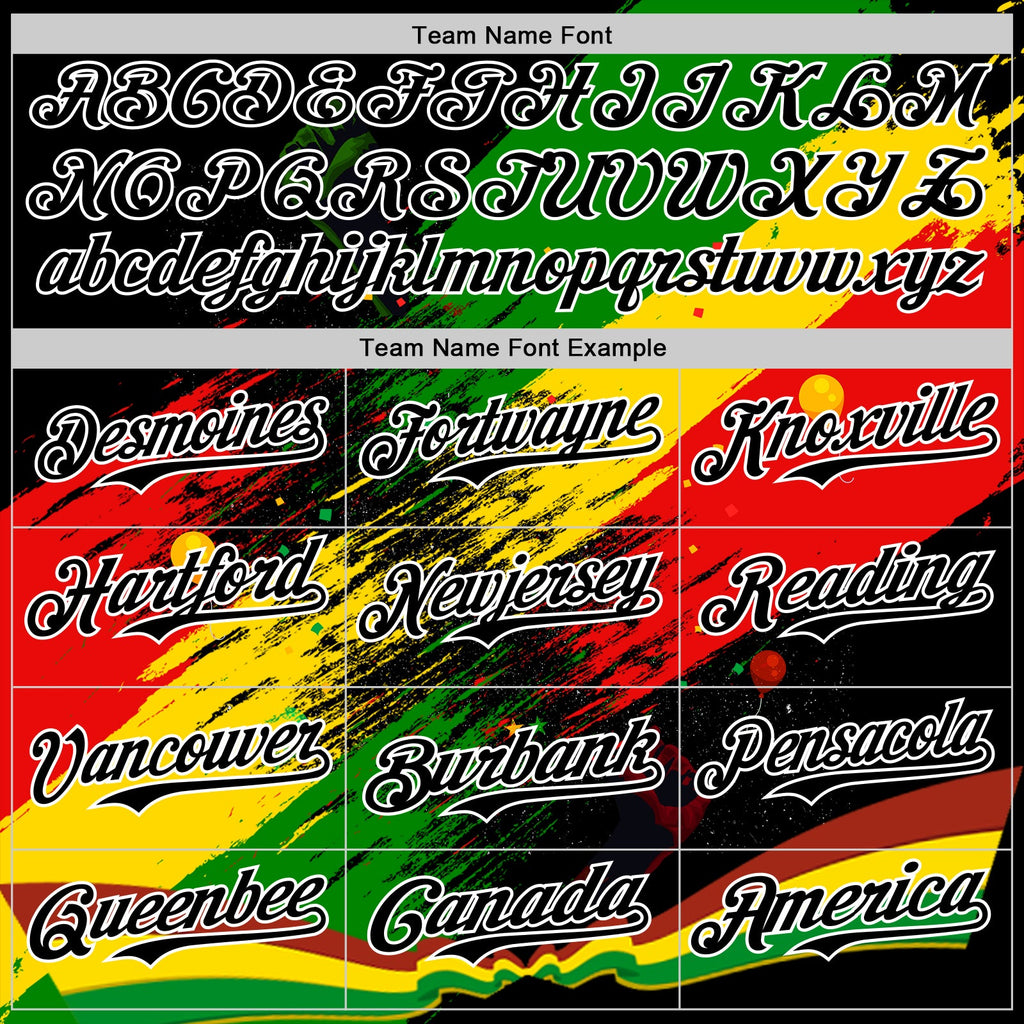 Custom Black Green Yellow Red-White Black History Month Africa Tribal Authentic Baseball Jersey