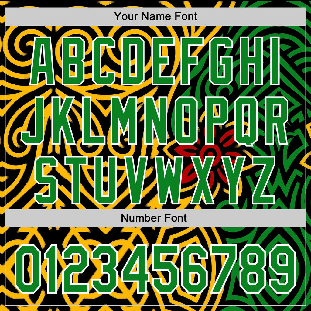 Custom Black Grass Green Gold Red-White Black History Month Africa Tribal Authentic Baseball Jersey