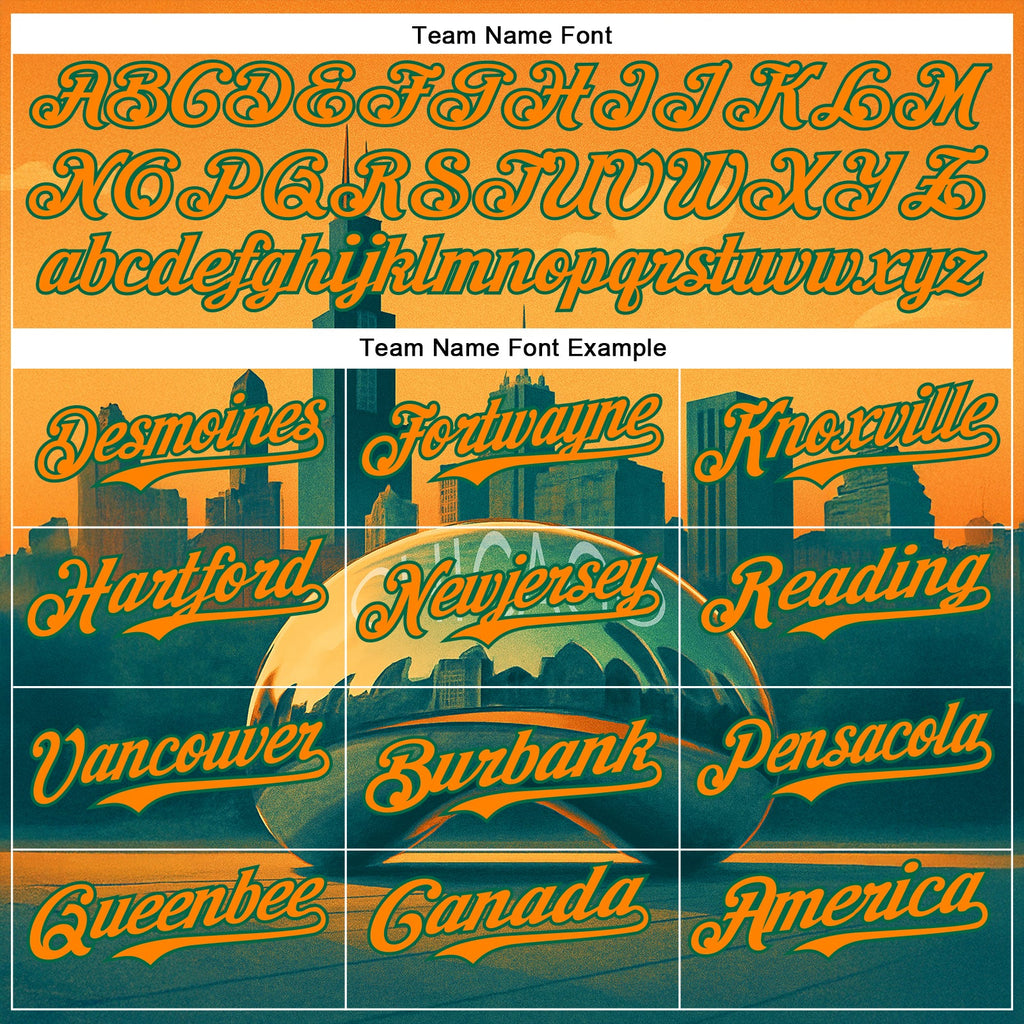 Custom Yellow Bay Orange-Kelly Green Chicago Illinois Millennium Park Cloud Gate The Bean Landmark City Symbol Authentic Baseball Jersey