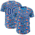 Custom Sky Blue Royal-White Foodie Sushi Doodle Authentic Baseball Jersey