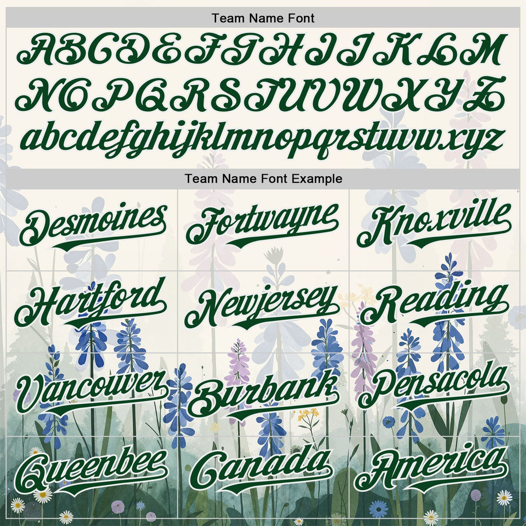 Custom White Green Texas Bluebonnet Floral City Edition Authentic Baseball Jersey