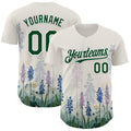 Custom White Green Texas Bluebonnet Floral City Edition Authentic Baseball Jersey