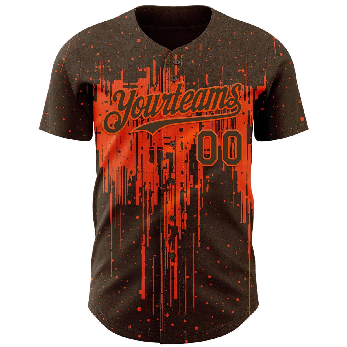 Custom Brown Orange Dripping Splatter Paint Authentic Baseball Jersey
