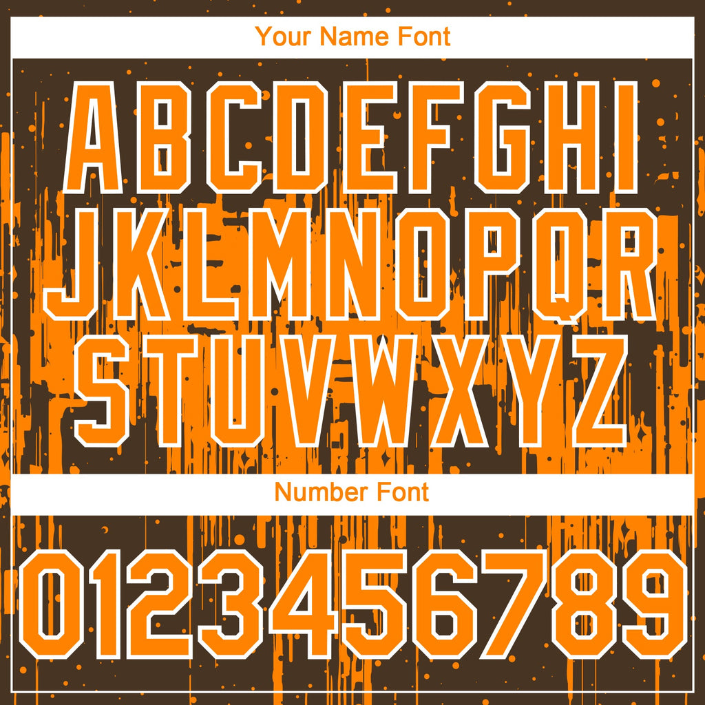 Custom Brown Bay Orange-White Dripping Splatter Paint Authentic Baseball Jersey