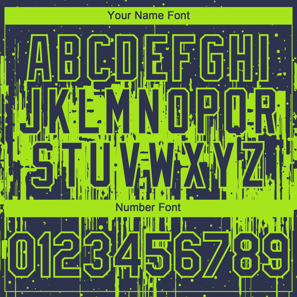 Custom Navy Neon Green Dripping Splatter Paint Authentic Baseball Jersey