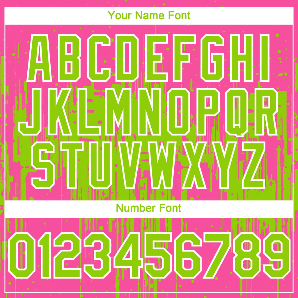 Custom Pink Neon Green-White Dripping Splatter Paint Authentic Baseball Jersey