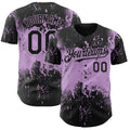 Custom Black Light Purple Abstract Splatter Grunge Paint Authentic Baseball Jersey