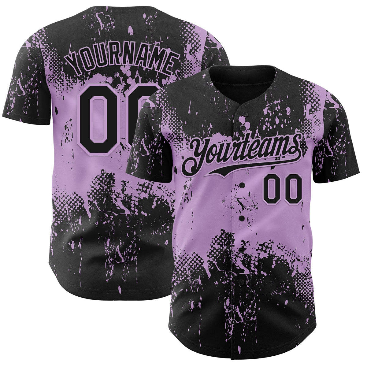 Custom Black Light Purple Abstract Splatter Grunge Paint Authentic Baseball Jersey