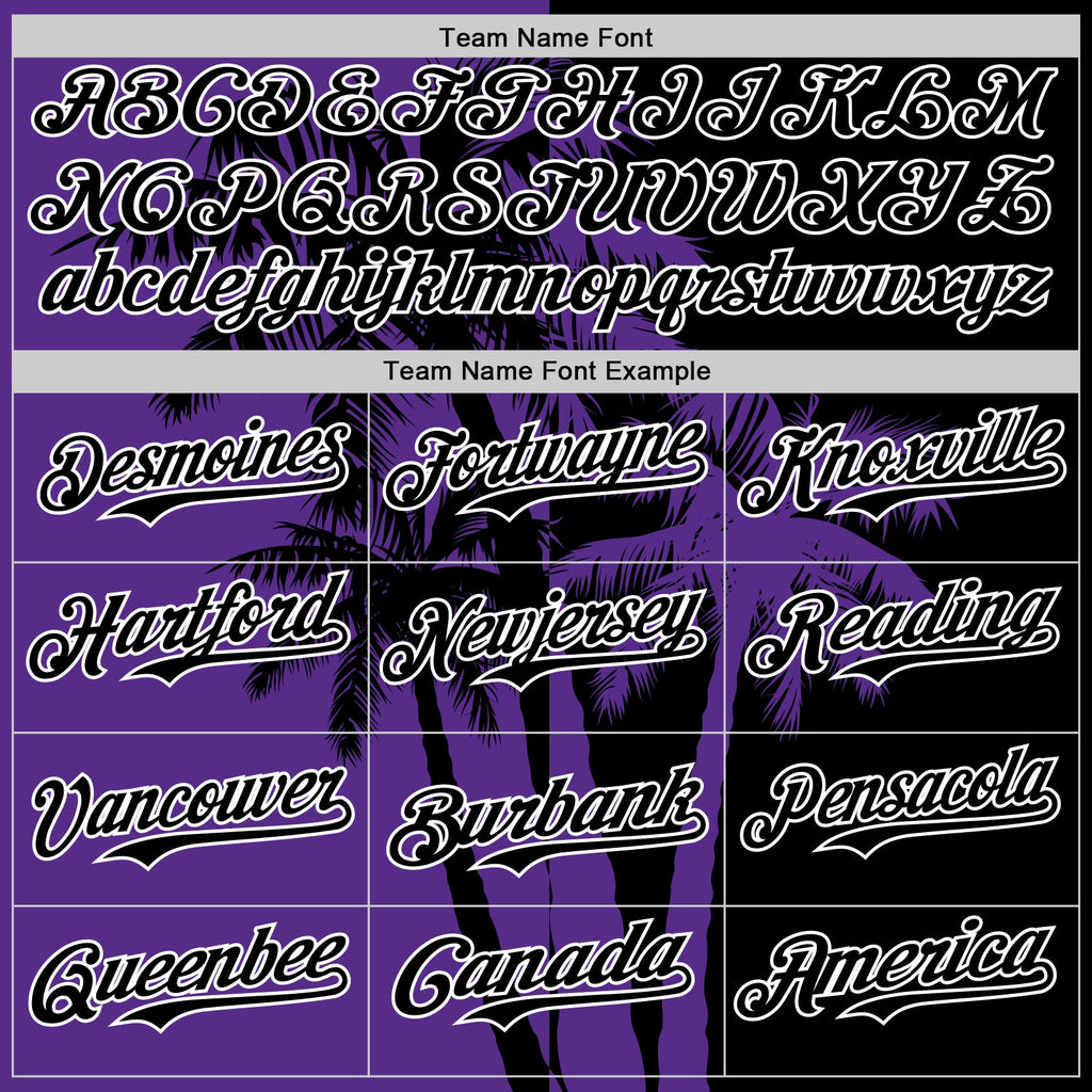 Custom Black Purple-White Hawaii Palm Trees Tropical Coconut Authentic Baseball Jersey