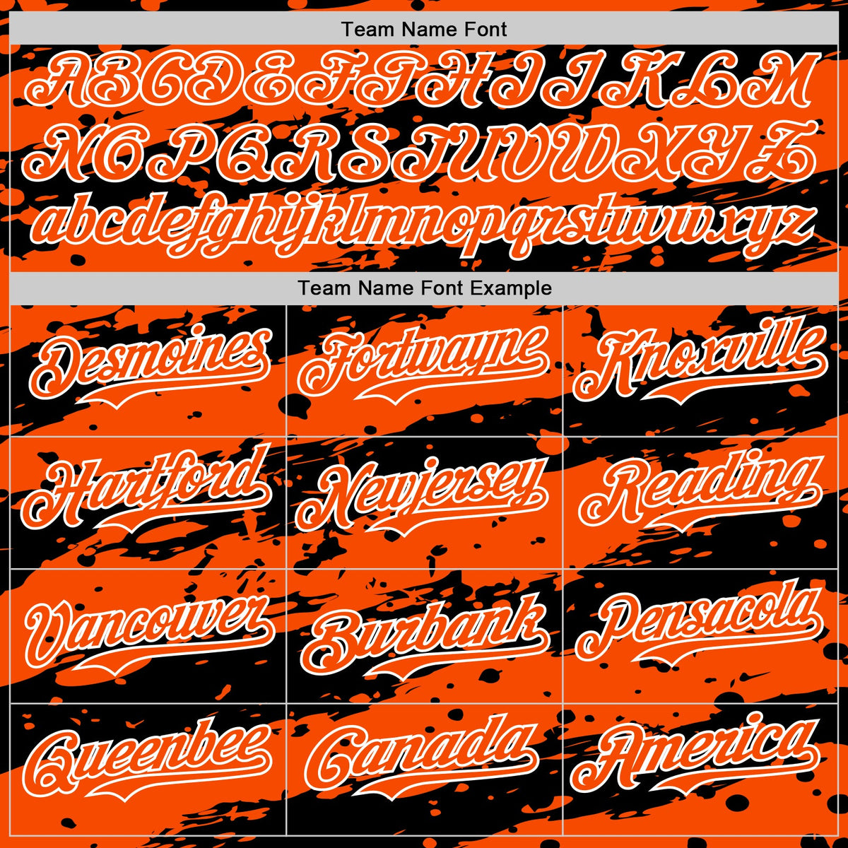 Custom Orange Black-White Paint Splash Stripe Authentic Baseball Jersey