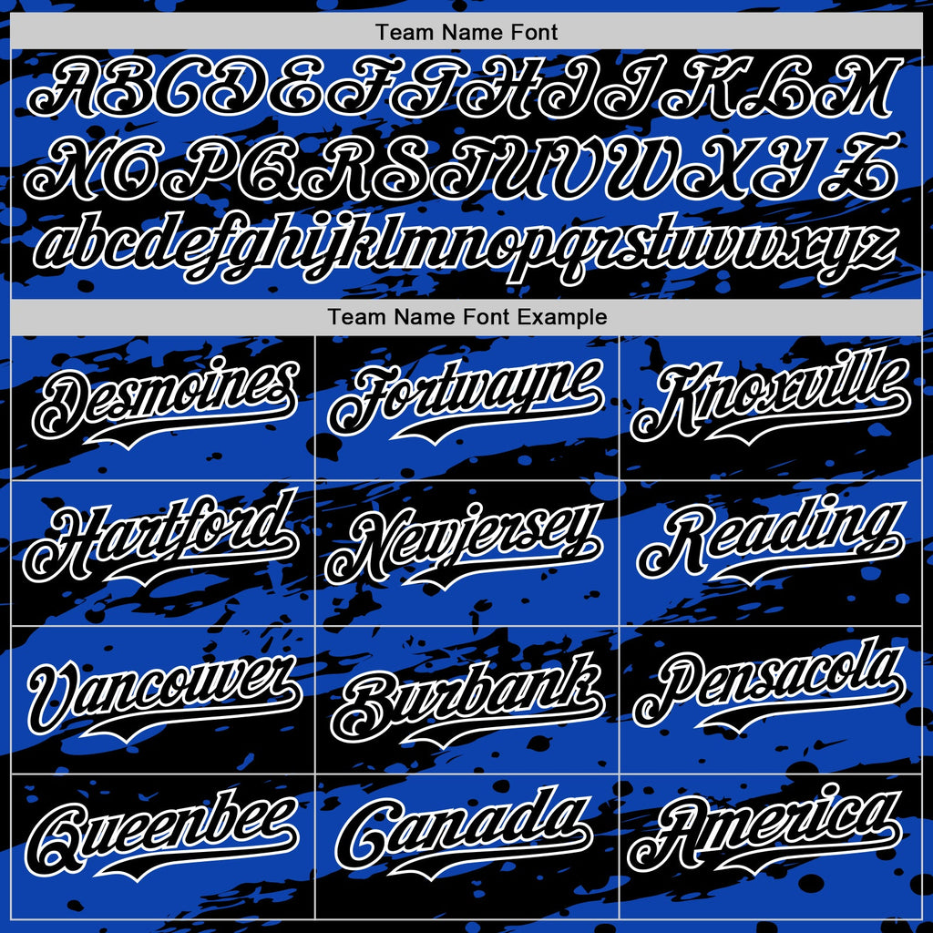 Custom Thunder Blue Black-White Paint Splash Stripe Authentic Baseball Jersey