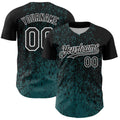 Custom Black Midnight Green-White Abstract Fragment Splatter Authentic Baseball Jersey