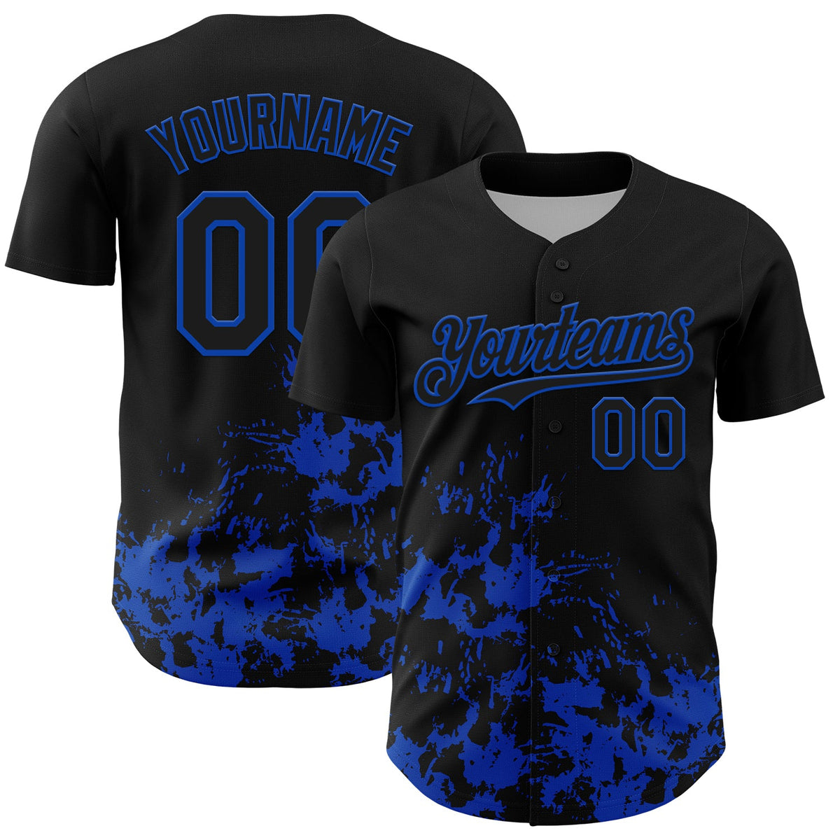 Custom Black Thunder Blue Splatter Authentic Baseball Jersey