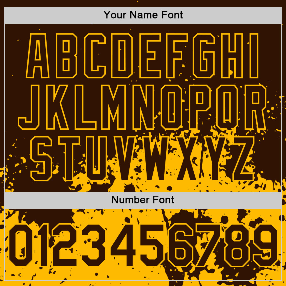Custom Brown Yellow Abstract Splatter Grunge Authentic Baseball Jersey