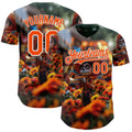 Custom Black Orange-White Sugar Skull Day of the Dead Mexican Folk Art Authentic Baseball Jersey