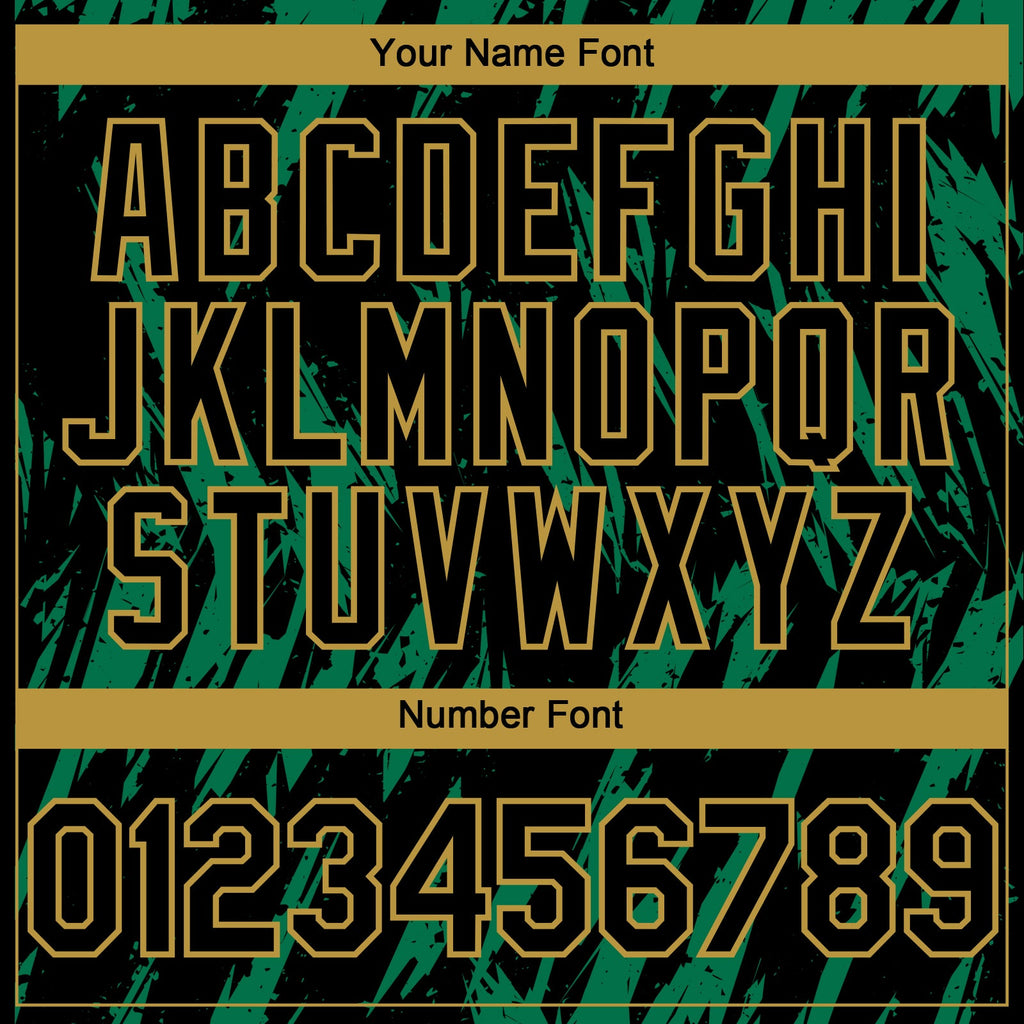 Custom Black Old Gold-Kelly Green Splatter Torn Sharp Brush Stroke Authentic Baseball Jersey