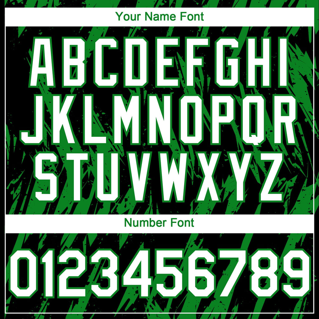 Custom Black White-Grass Green Splatter Torn Sharp Brush Stroke Authentic Baseball Jersey
