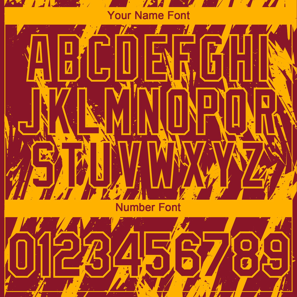 Custom Crimson Gold Splatter Torn Sharp Brush Stroke Authentic Baseball Jersey