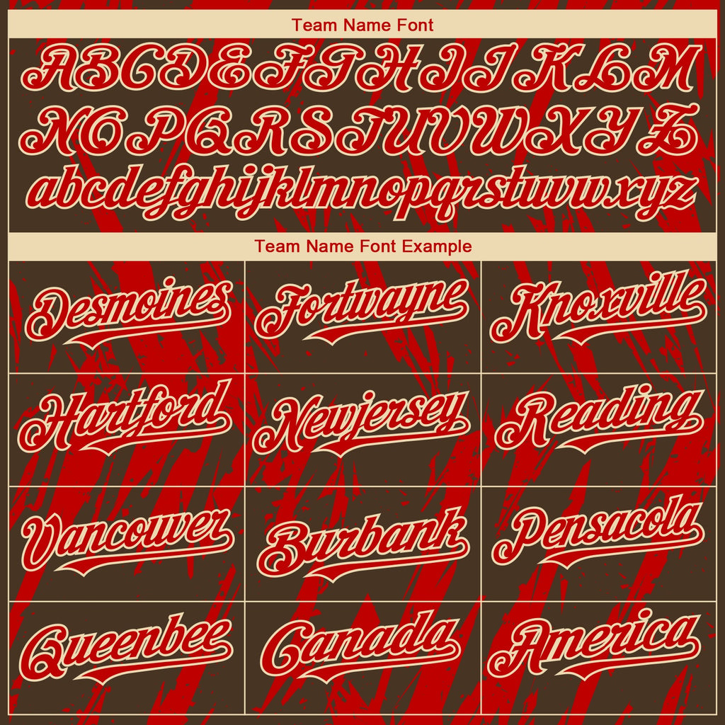 Custom Brown Red-White Splatter Torn Sharp Brush Stroke Authentic Baseball Jersey