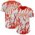 Custom White Orange Splatter Torn Sharp Brush Stroke Authentic Baseball Jersey