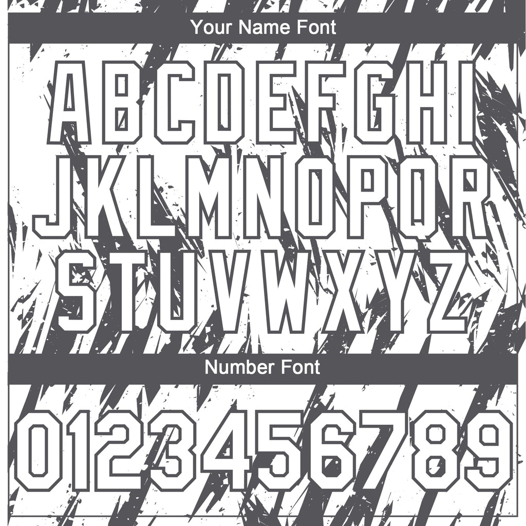 Custom White Steel Gray Splatter Torn Sharp Brush Stroke Authentic Baseball Jersey