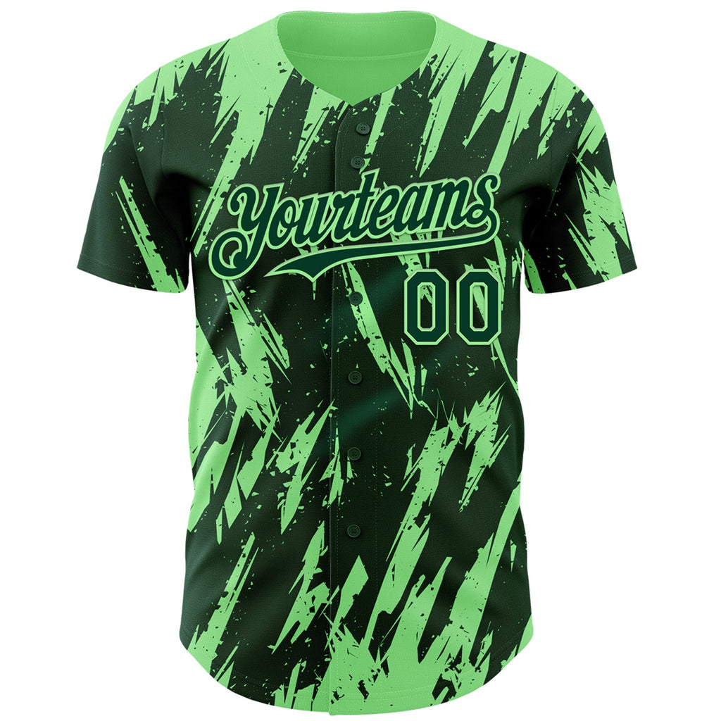 Custom Green Pea Green Splatter Torn Sharp Brush Stroke Authentic Baseball Jersey