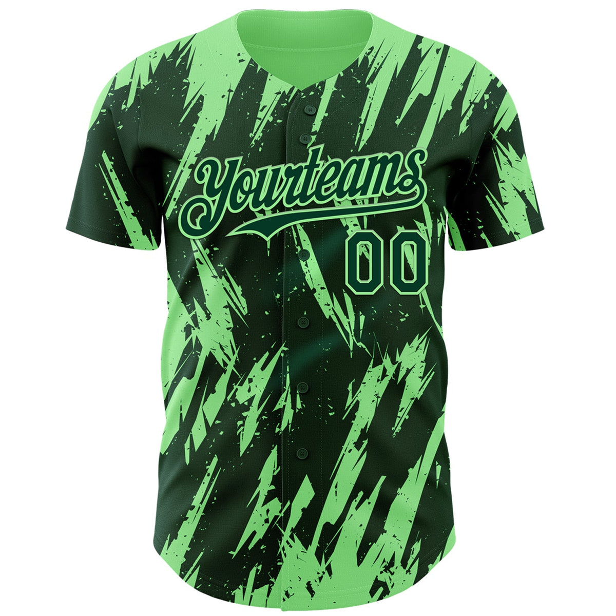 Custom Green Pea Green Splatter Torn Sharp Brush Stroke Authentic Baseball Jersey